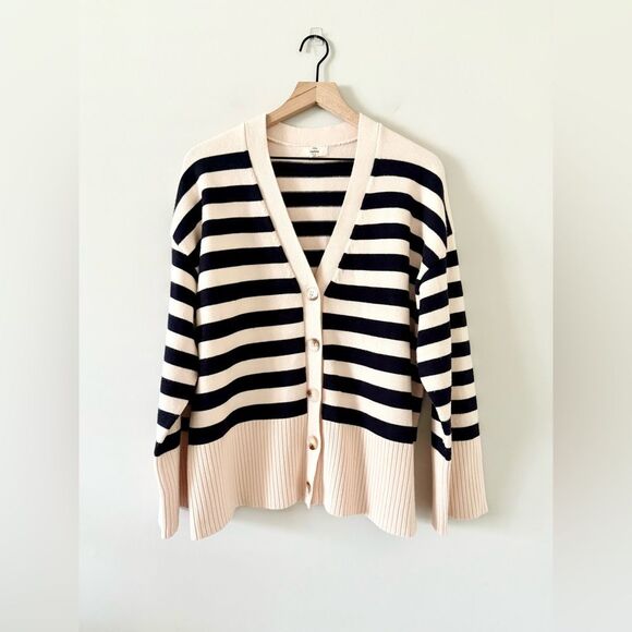Entro Cardigan Sweater in Tan and Black Stripe - Size S - Picture 1 of 6
